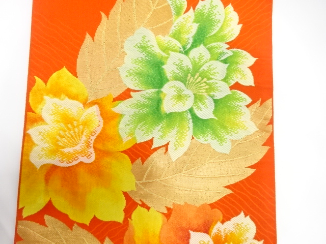  花模様織り出し　名古屋帯